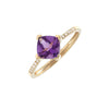 Yellow Gold Fashion Cushion Prong Amethyst Ring (Amethyst And Diamond Ring (14k Yg))