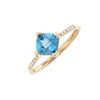 Yellow Gold Fashion Cushion Prong Blue Topaz Ring (Blue Topaz And Diamond Ring (14k Yg))