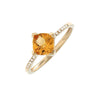 Yellow Gold Fashion Cushion Prong Citrine Ring (Citrine And Diamond Ring (14k Yg))