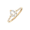 Yellow Gold Fashion Cushion Prong White Topaz Ring (White Topaz And Diamond Ring (14k Yg))