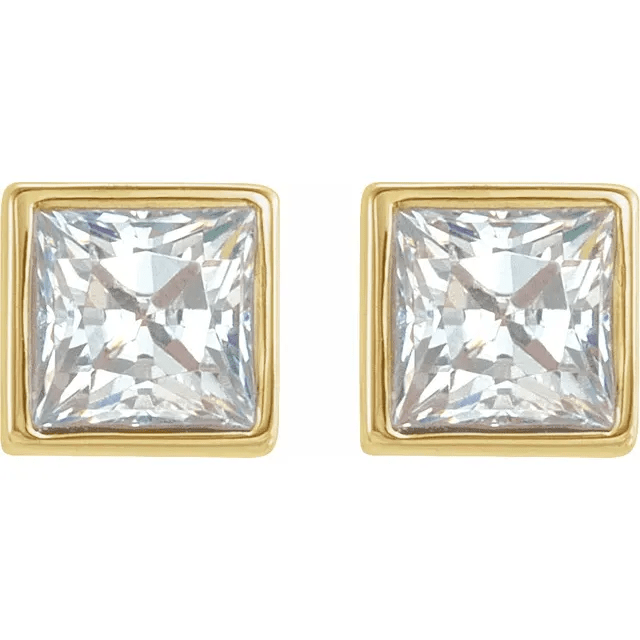 14K Yellow 1/6 CTW Diamond Bezel-Set Earrings