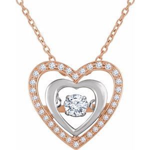 14K Rose/White 1/4 CTW Diamond Heart Mystara® 18" Necklace
