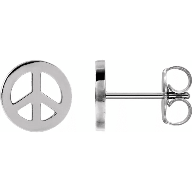 14K Yellow Tiny Peace Earrings