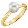 14K Yellow 6.5-7.0mm Freshwater Cultured Pearl Ring