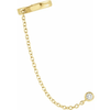 14K Yellow 1/10 CT Diamond Single Ear Cuff with Chain