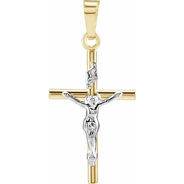 14K Yellow & White 20x13 mm Crucifix Pendant