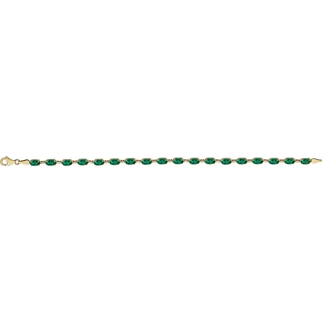 14K Yellow Lab-Grown Emerald 7.25" Bracelet